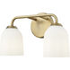 Norah 2 Light 15 inch Vintage Brass Bathroom Vanity Light Wall Light